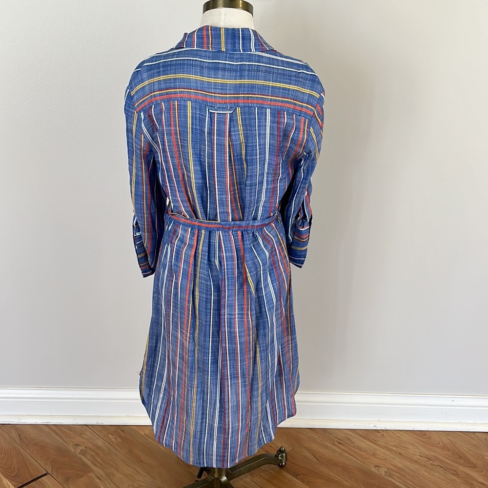 NEW! Finley blue multi color stripe shirt dress size XS - Picture 6 of 10